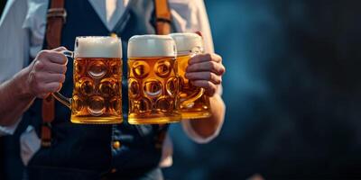 Cameriere servendo birra a il oktoberfest birra Festival foto