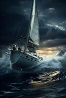 yacht nel il oceano nel un' tempesta foto