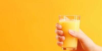 naturale succo nel un' bicchiere nel mano foto