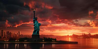 statua della libertà al tramonto foto