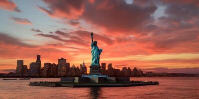 statua della libertà al tramonto foto