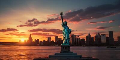 statua della libertà al tramonto foto