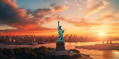 statua della libertà al tramonto foto