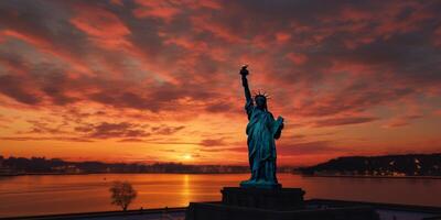 statua della libertà al tramonto foto