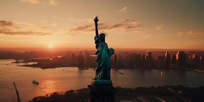 statua della libertà al tramonto foto