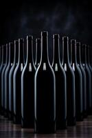 bottiglie di vino di fila foto