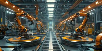 automatizzato costruzione di macchine nel un' fabbrica robot foto