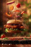 delizioso hamburger con veloce cibo cotoletta foto