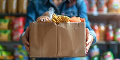 la donazione cibo scatole per Aiuto quelli nel bisogno foto