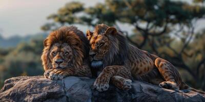 leoni nel il selvaggio savana foto