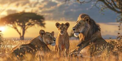 leoni nel il selvaggio savana foto