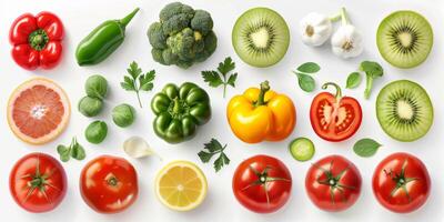 verdura e frutta su un' bianca sfondo foto