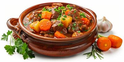 carne con patate e erbe aromatiche foto