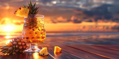 esotico frutta cocktail su il spiaggia foto