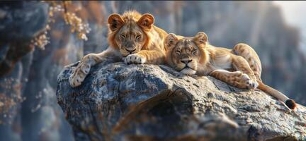 Leone nel il selvaggio savana foto