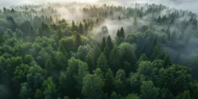 nebbia nel foresta aereo Visualizza foto