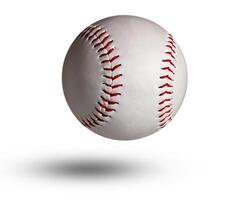 isolato baseball su un' bianca sfondo e rosso Cucitura. foto