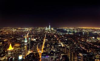 aereo notte Visualizza di Manhattan foto