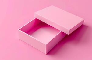 Aperto rosa scatola su rosa sfondo, rosa scatola modello foto