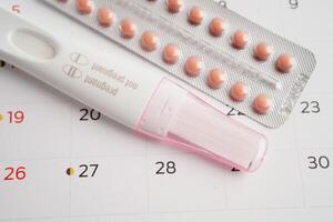 gravidanza test con nascita controllo pillole per femmina di ovulazione giorno, feto, maternità, parto. foto