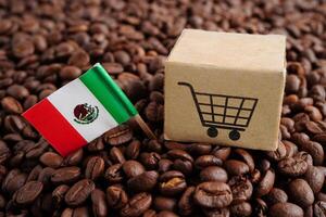 Messico bandiera su caffè fagioli, shopping in linea per esportare o importare cibo Prodotto. foto