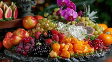 un' festa per il sensi con un Vettore di fragrante raro frutta per stuzzicare il tuo gusto mini cuffie foto