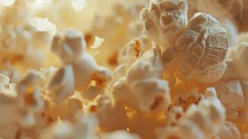 il profumo di appena schioccato Popcorn misto con il svenire croccantezza di il notte aria Aggiunge per il sensoriale Esperienza. 2d piatto cartone animato foto