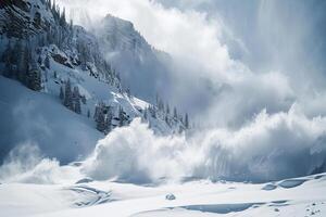 su tema di discesa di un enorme valanga a partire dal il montagna, inverno natura paesaggio foto