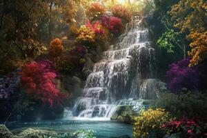 su tema di bellissimo maestoso cascata nel naturale natura, nazionale parco attrazione foto