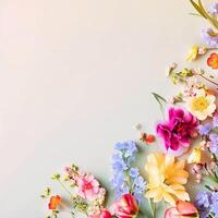 colorato fiori e bellissimo floreale bandiera Immagine per La madre di giorno, Da donna giorno, fiore fiore, romantico, nozze e San Valentino giorno foto