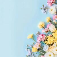 colorato fiori e bellissimo floreale bandiera Immagine per La madre di giorno, Da donna giorno, fiore fiore, romantico, nozze e San Valentino giorno foto