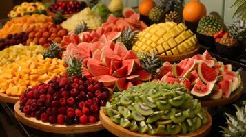 un' celebrazione di diversità ogni frutta su Questo buffet rappresenta un' diverso angolo di il globo foto