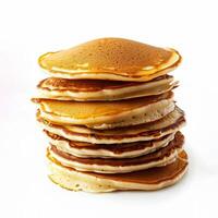 pila di appena cucinato d'oro Marrone Pancakes isolato su un' bianca sfondo, Perfetto per Shrove martedì e prima colazione concetto immagini foto