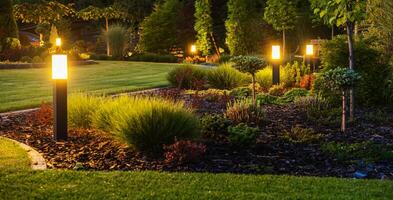 elegante e moderno giardino guidato illuminazione foto