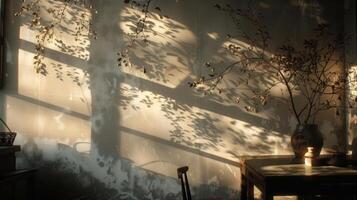 ombre tremolante su il muri aggiungendo profondità per il intimo ambientazione. 2d piatto cartone animato foto