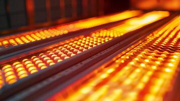 un' avvicinamento di il infrarosso pannelli emitting radiante calore fornire un' sicuro e efficace disintossicazione od. foto