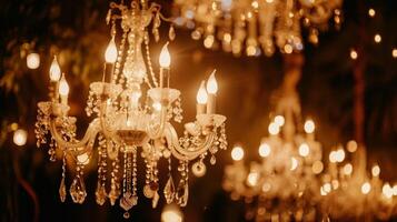 il lampadari sopra siamo dolcemente illuminato con candele fornire un' caldo e intimo atmosfera per ospiti per mescolarsi e celebrare. 2d piatto cartone animato foto