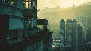 come il città sotto ha continuato per trambusto e svegliarsi il tetto è rimasta un' porto di immobilità e serenità. 2d piatto cartone animato foto