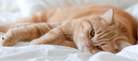 elegante felino nel un' Camera da letto ambientazione con un' sereno ambiance di leggero tonalità catturato meravigliosamente foto