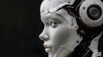 ritratto di un androide robot, concetto di tecnico sostegno. neurale Rete foto