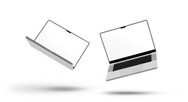 Due il computer portatile volante su bianca sfondo foto