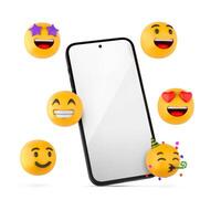 Telefono con emoji su bianca sfondo foto