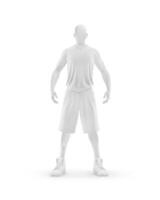 pallacanestro giocatore davanti Visualizza su bianca sfondo foto