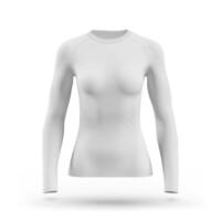 lungo manica compressione maglietta donne davanti Visualizza su bianca sfondo foto