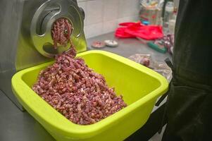 produzione di carne macinata foto