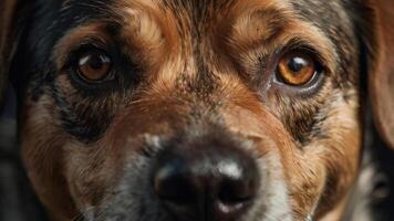 un' vicino su di un' cani viso con grande occhi foto