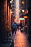 un' sfocato Immagine di un' strada a notte foto