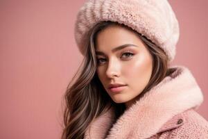 bellissimo donna nel inverno moda stile foto