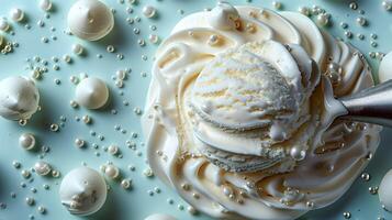 gusto il essenza di estate con ogni cucchiaio di Questo infuso di frutti di bosco vaniglia ghiaccio crema foto