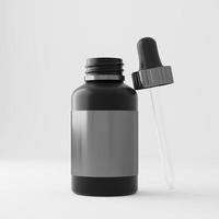 contagocce dal design moderno bottiglia nera. sfondo isolato. illustrazione 3D foto